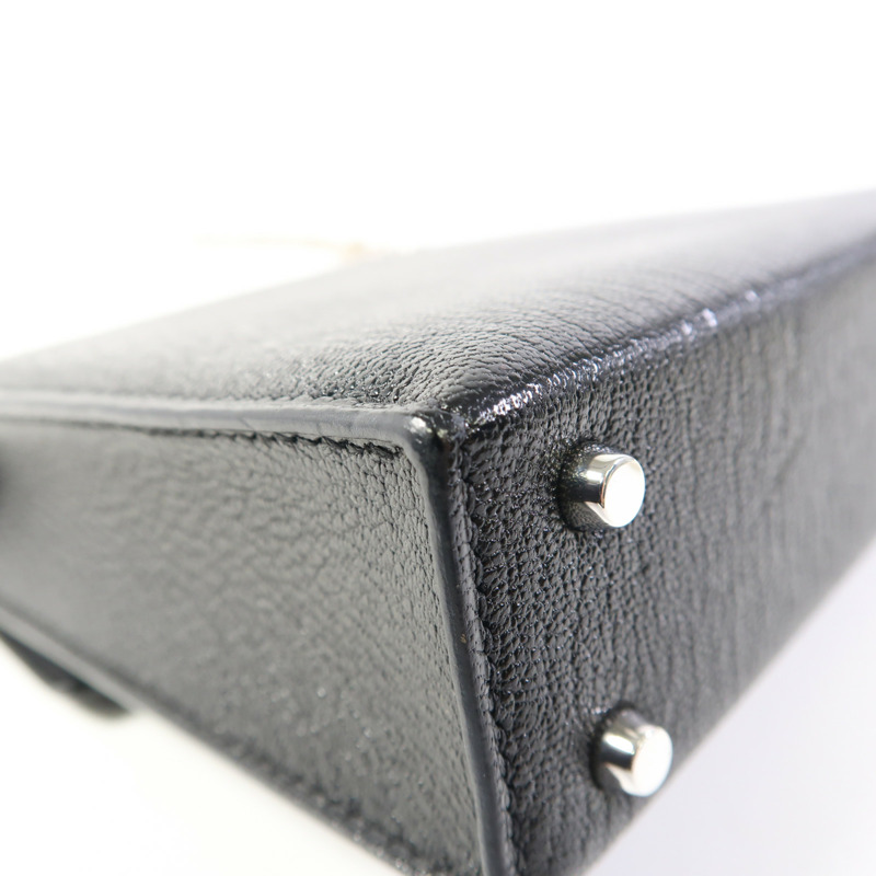 HERMES Chevre皮革Mini Verrou銀扣鏈帶肩背袋-11