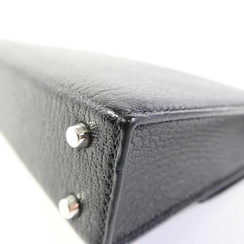 HERMES Chevre皮革Mini Verrou銀扣鏈帶肩背袋-12