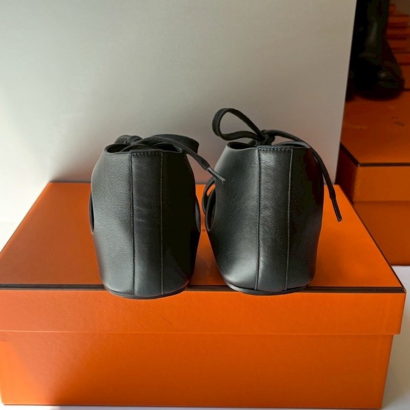 Hermes 黑皮綁帶羅馬涼鞋-8