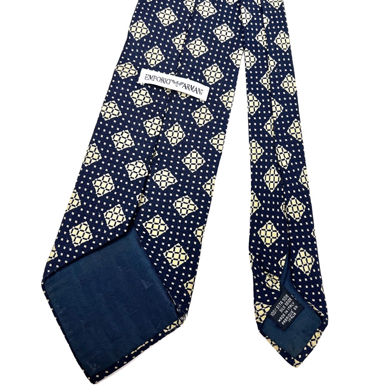 Emporio Armani 男士藏青色絲綢領帶（中古）義大利製-2