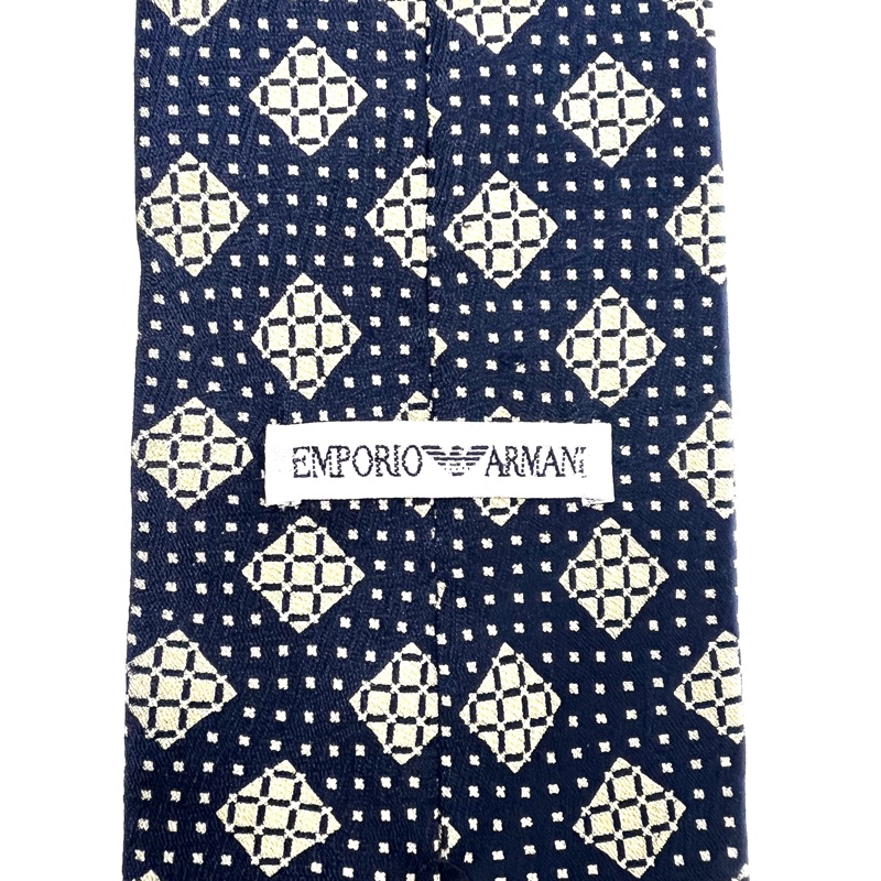 Emporio Armani 男士藏青色絲綢領帶（中古）義大利製-3