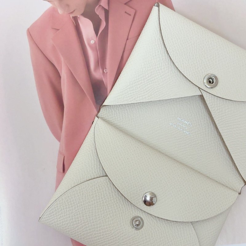 愛馬仕 Hermès CALVI DUO 卡夾包 奶油白-7