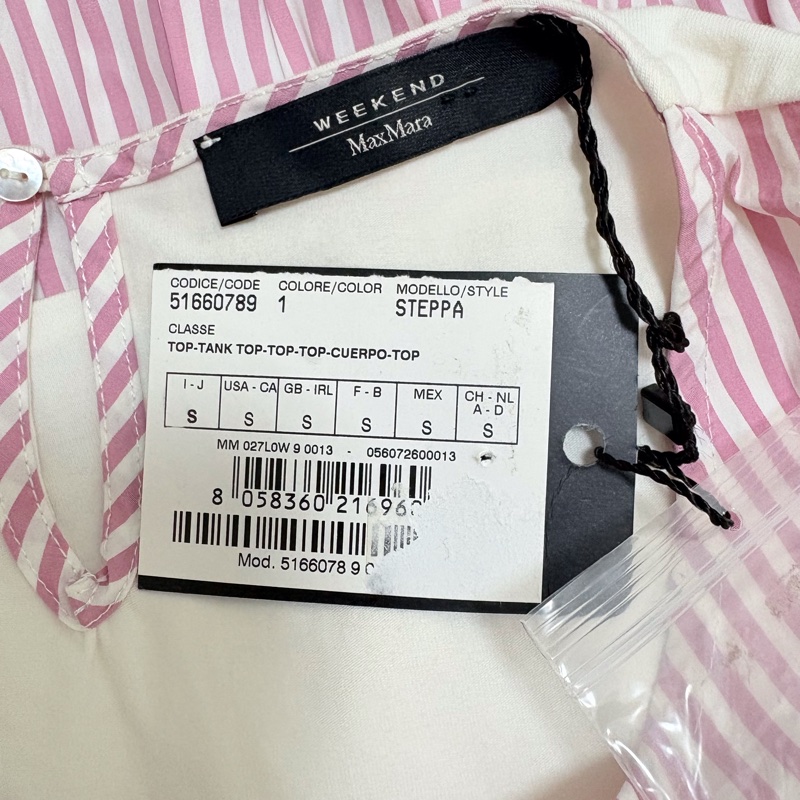 全新Weekend Maxmara正品粉色條紋上衣 寬鬆版S-L皆可穿-4