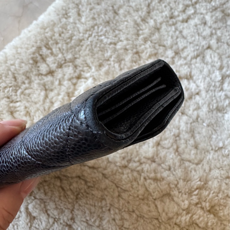 二手Chanel 荔枝皮長夾 黑金色-16