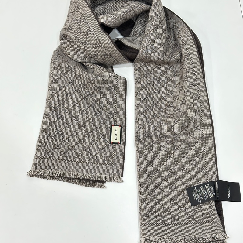 GUCCI GG Monogram 雙面 緹花 logo 洋毛 圍巾 披肩 披巾-0