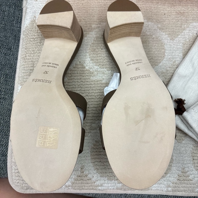 HERMES 涼鞋 美鞋 37號 大象灰-7