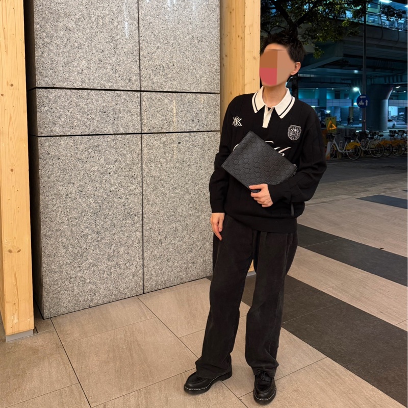 Gucci 爆款🔥 黑色 全皮壓紋 手拿包 文件包 手提包 公文包-8