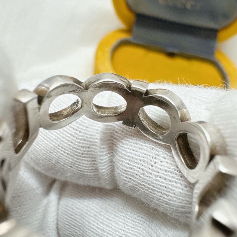 全新正品Gucci綠色系鏈鎖珐瑯純銀戒指 Gucci戒指 Gucci配件 Gucci銀戒-13