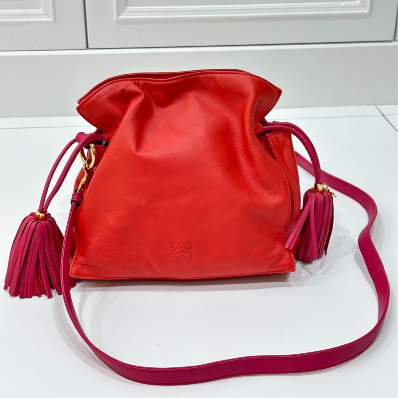 Loewe Flamenco 胭脂紅 福袋包 斜背包 肩背包 側背包 手提包-1