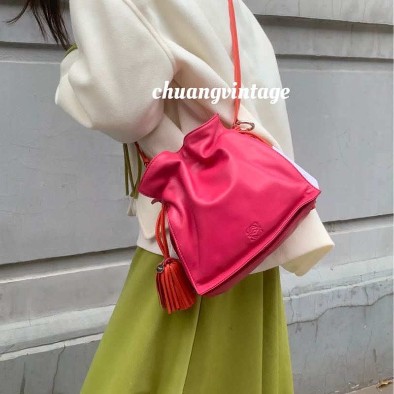 Loewe Flamenco 胭脂紅 福袋包 斜背包 肩背包 側背包 手提包-2