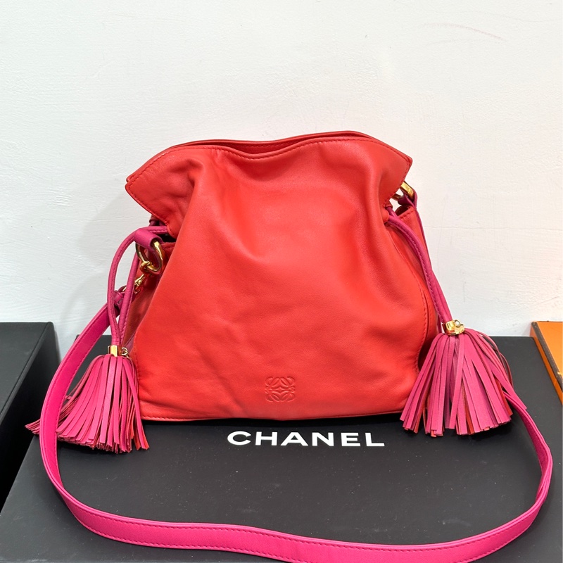 Loewe Flamenco 胭脂紅 福袋包 斜背包 肩背包 側背包 手提包-4