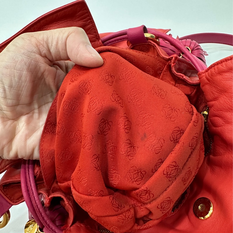 Loewe Flamenco 胭脂紅 福袋包 斜背包 肩背包 側背包 手提包-17