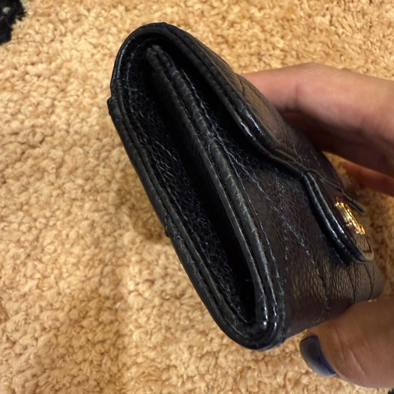chanel經典黑金魚子醬cf零錢包 晶片保卡-9