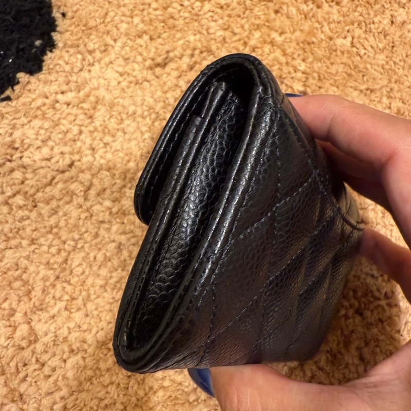 chanel經典黑金魚子醬cf零錢包 晶片保卡-10