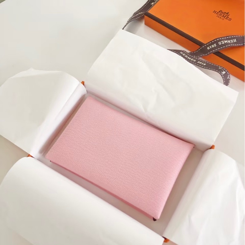 愛馬仕櫻花粉3Q calvi單層卡夾-4