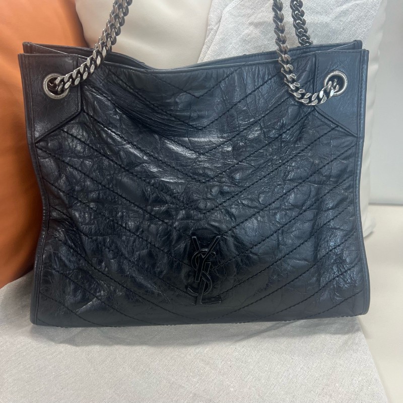 YSL/聖羅蘭 Niki shopping bag 中號 黑色 銀色金屬鏈條-1