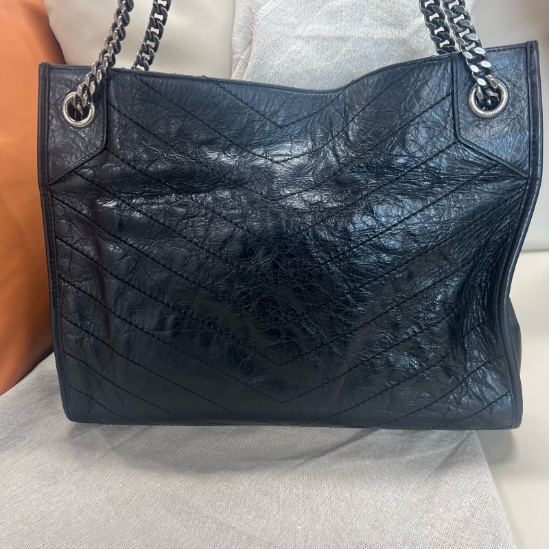 YSL/聖羅蘭 Niki shopping bag 中號 黑色 銀色金屬鏈條-2