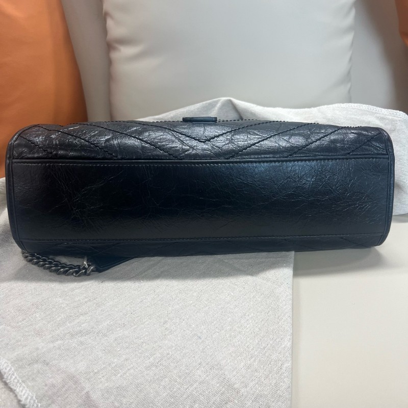 YSL/聖羅蘭 Niki shopping bag 中號 黑色 銀色金屬鏈條-6