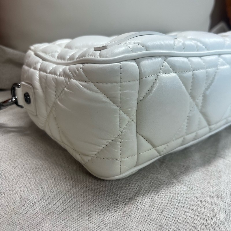 Dior/迪奥 Diorcamp 小号 白色 藤格纹全皮款 肩背包 斜背包-2