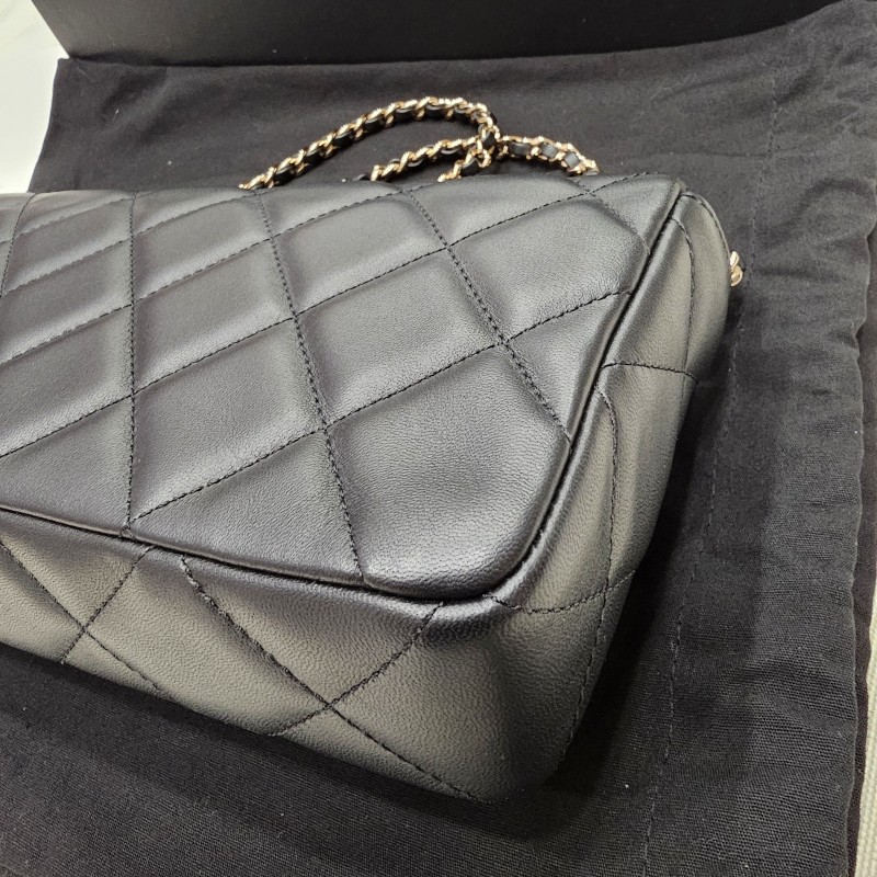 全新Chanel 法棍包(黑金.短鏈.晶片款)-3