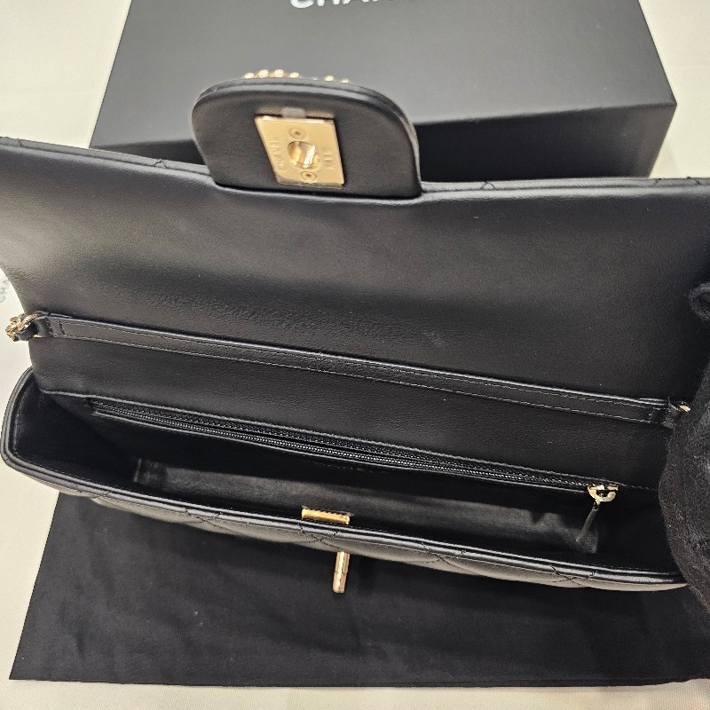 全新Chanel 法棍包(黑金.短鏈.晶片款)-12