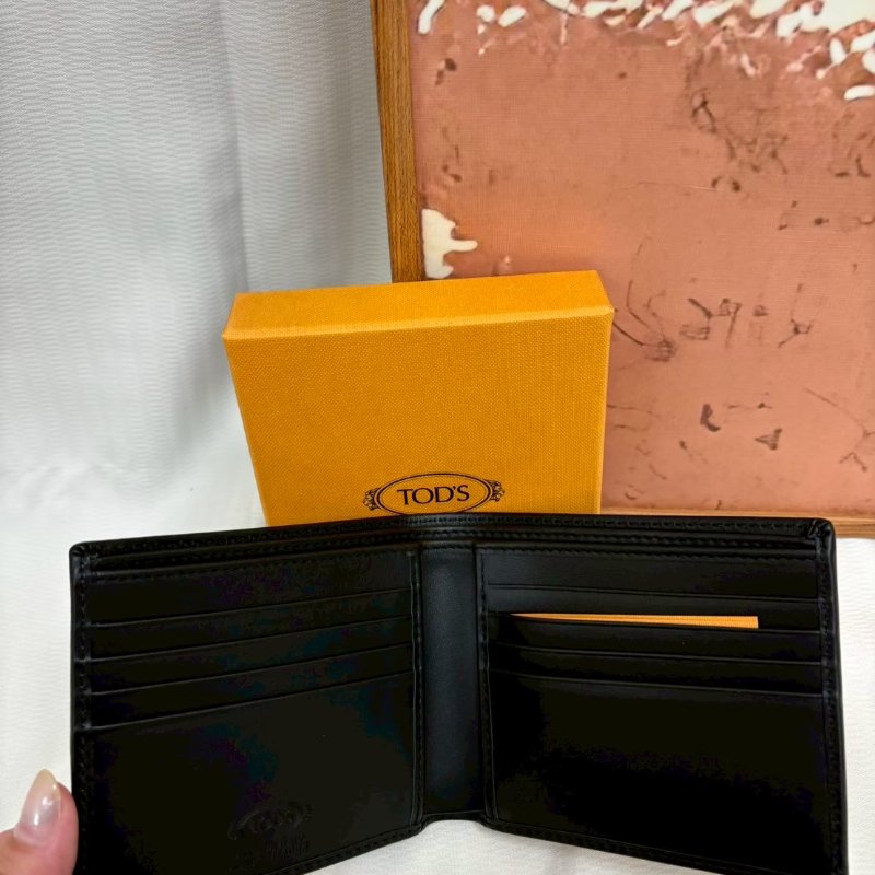 Tod’s 牛皮 8卡男用短夾 黑色-1