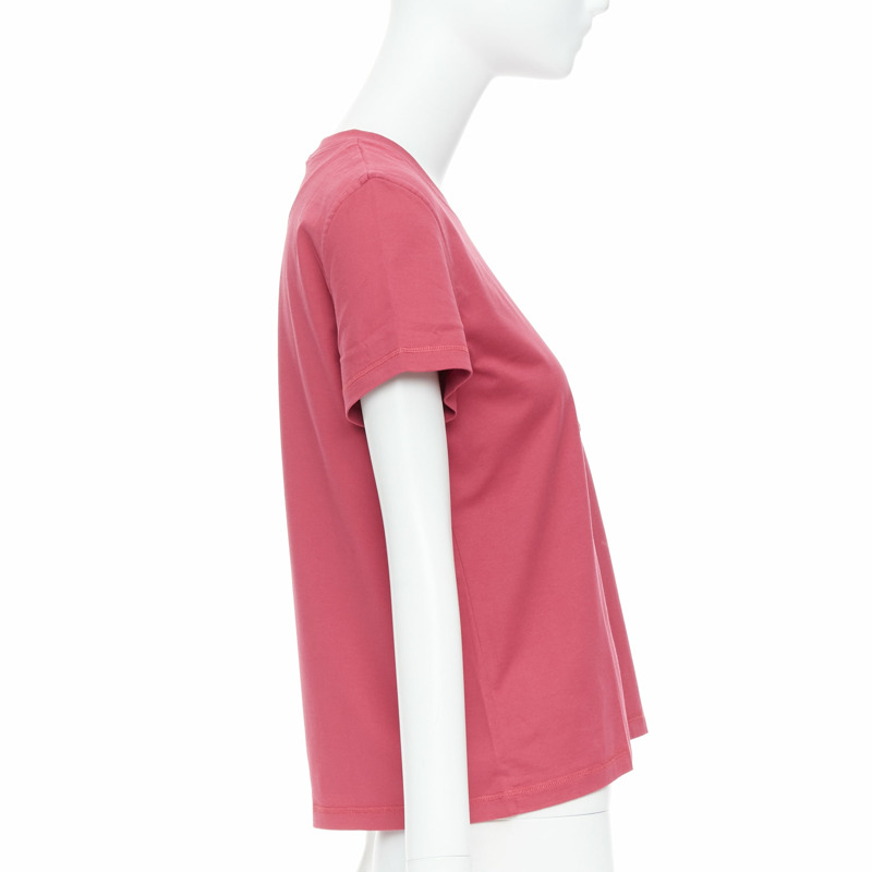 HERMES Embroidered Pocket raspberry pink H motif tshirt FR38 M-3