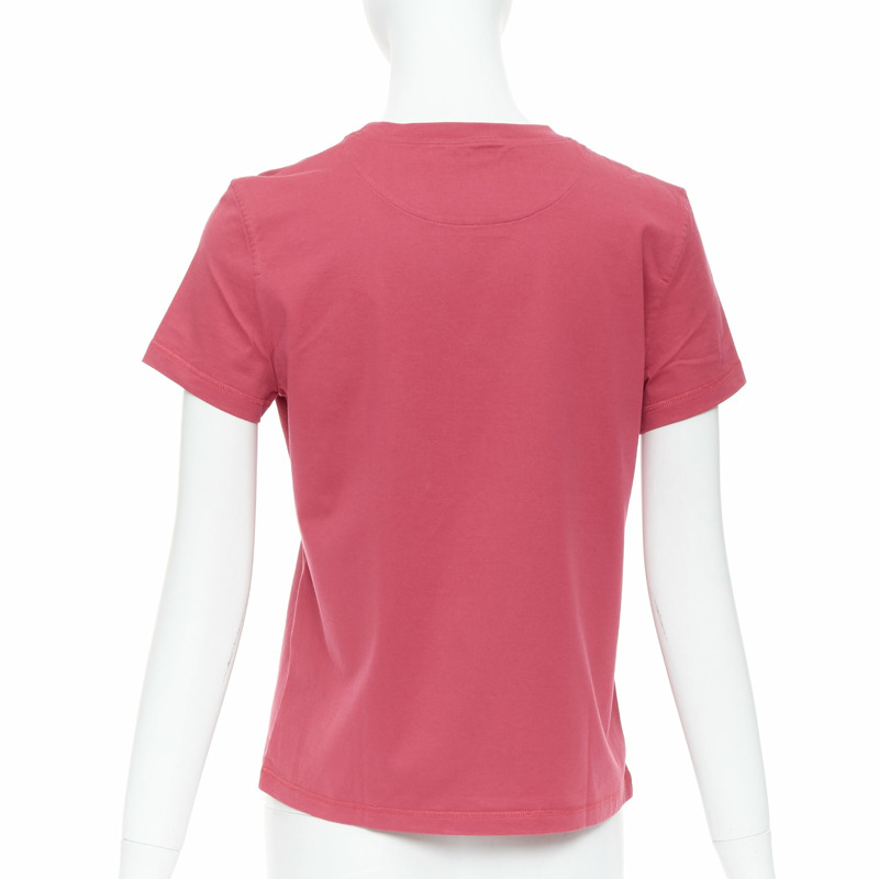 HERMES Embroidered Pocket raspberry pink H motif tshirt FR38 M-4