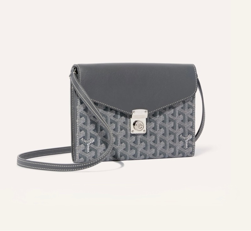 Goyard Chypre pouch 信封銀釦斜背包 灰銀-0