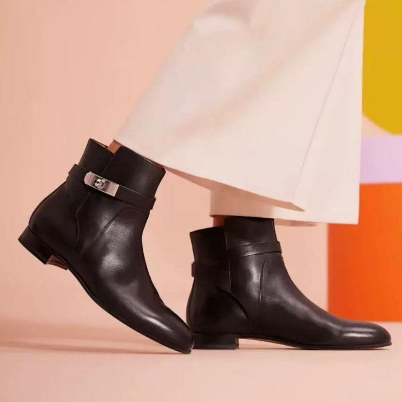 hermes neo黑銀kelly扣短靴 38號 全新 配件塵袋-1
