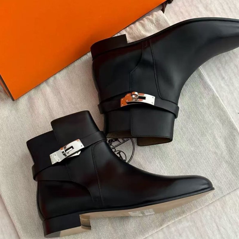 hermes neo黑銀kelly扣短靴 38號 全新 配件塵袋-2