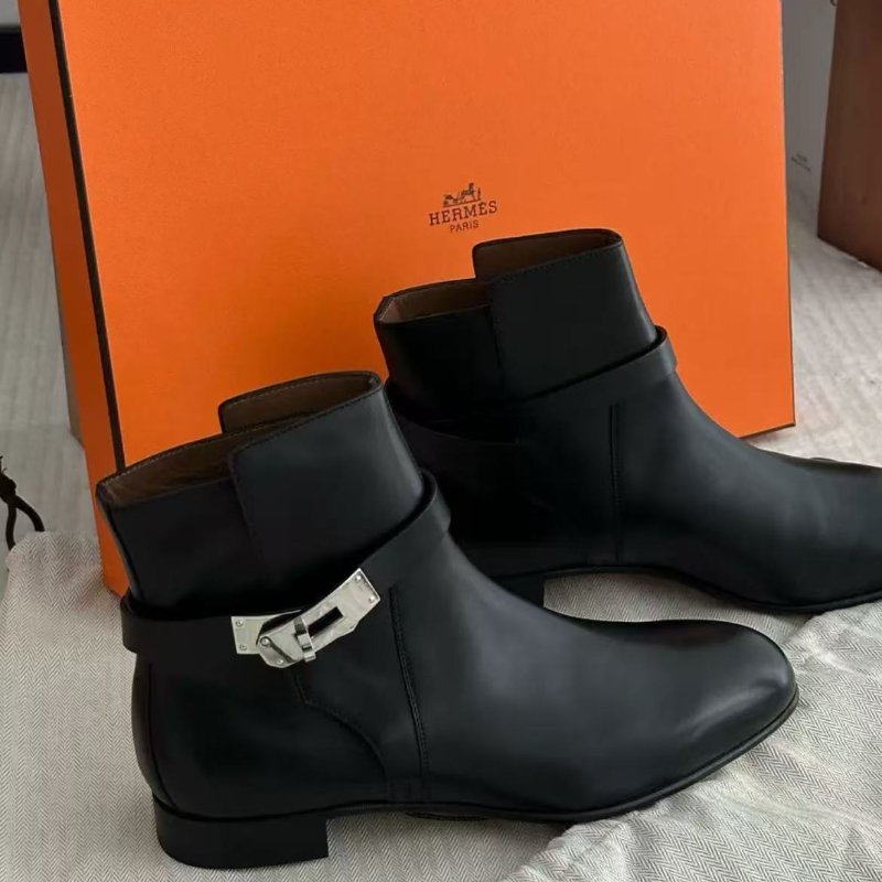 hermes neo黑銀kelly扣短靴 38號 全新 配件塵袋-4