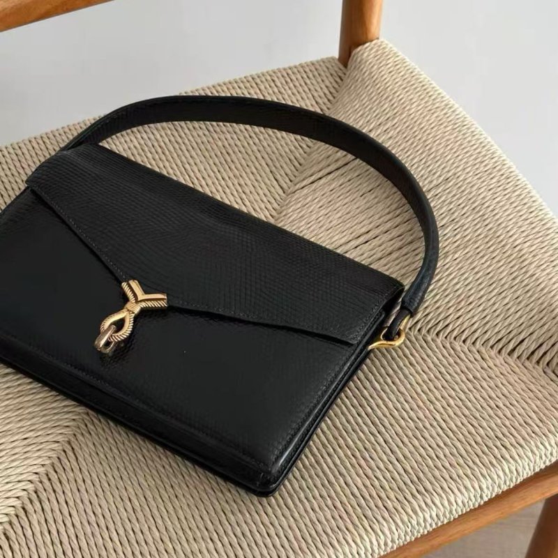 hermes cordeau 黑色金扣蜥蜴皮繩結包 24×17cm 99新 配件塵袋-2