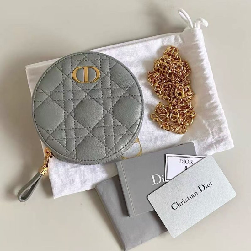 ✨dior 霧藍caro圓餅nano斜背包 12*12*2.5cm, 全新配件塵袋保卡-1