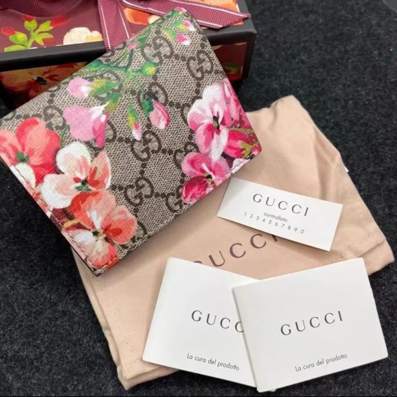 gucci天竺葵花錢包卡包 11*8*2cm 98新配件塵袋-1