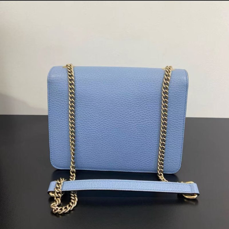 Gucci Interlocking 雙G小號風琴包 牛皮淡藍色20*9*16 99新 配件塵袋盒子-5