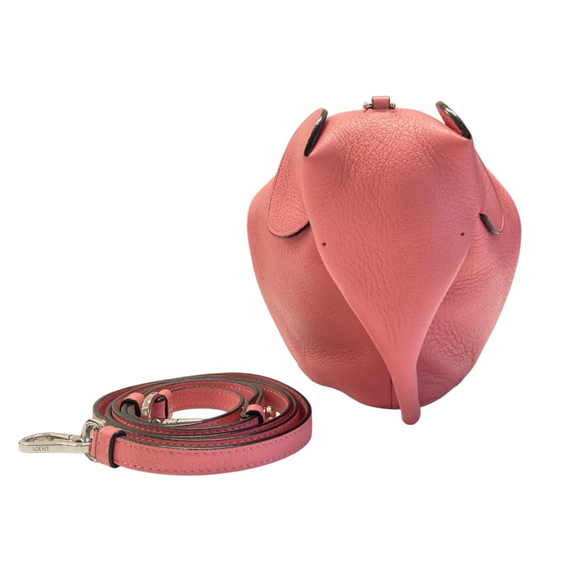 LOEWE 羅威 Elephant 牛皮 斜背包 粉色-0
