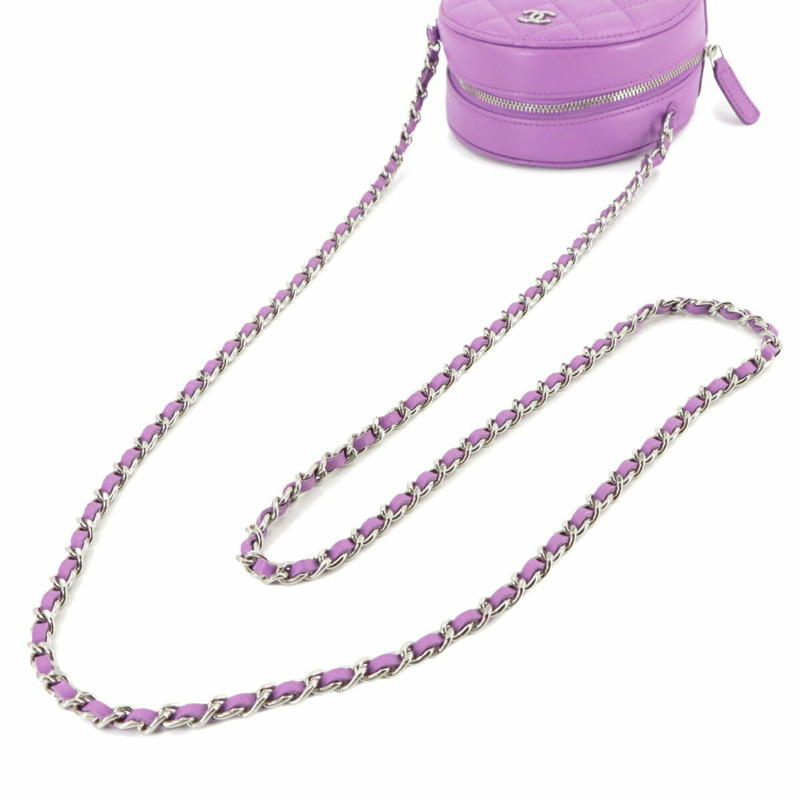 CHANEL Matelasse 迷你經典鏈條單肩包紫色小羊皮(AP0245)-5