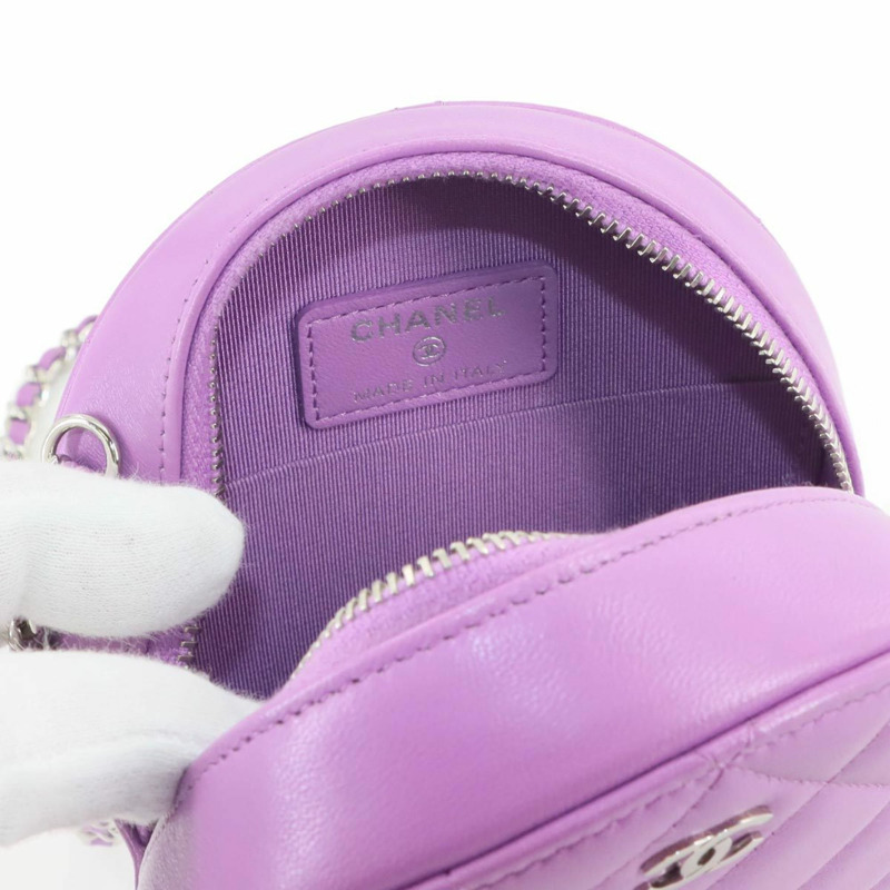CHANEL Matelasse 迷你經典鏈條單肩包紫色小羊皮(AP0245)-7