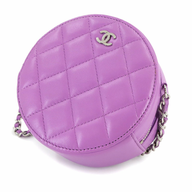 CHANEL Matelasse 迷你經典鏈條單肩包紫色小羊皮(AP0245)-8