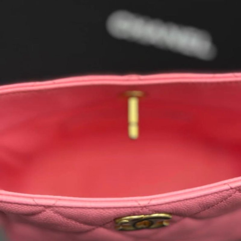 chanel hobo鍊條包 櫻花粉荔枝牛皮18.5*8.5*16cm 芯片款 99新 配件塵袋盒子-3