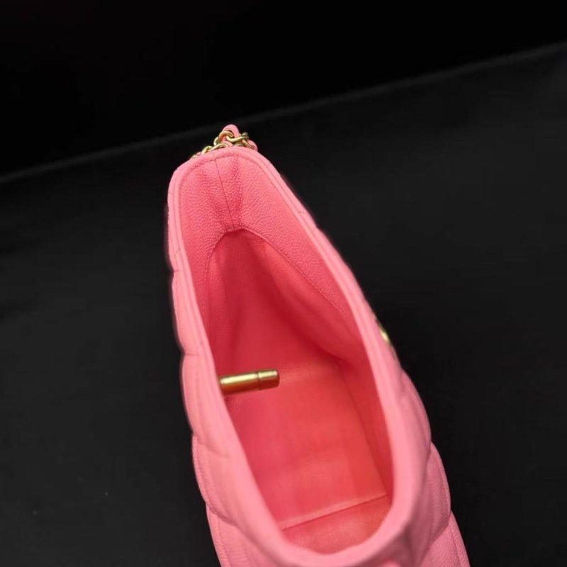 chanel hobo鍊條包 櫻花粉荔枝牛皮18.5*8.5*16cm 芯片款 99新 配件塵袋盒子-4