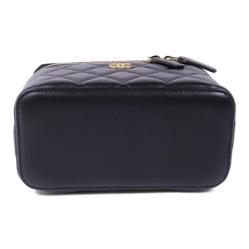 CHANEL 羊皮皮革Vanity Case金扣鏈帶手挽肩背兩用袋-3