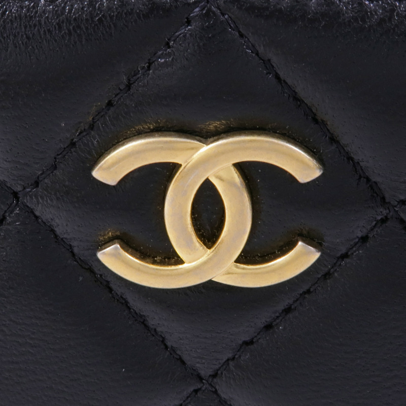 CHANEL 羊皮皮革Vanity Case金扣鏈帶手挽肩背兩用袋-10