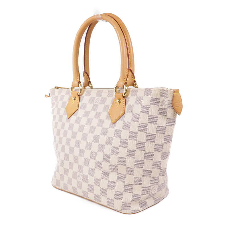 LOUIS VUITTON Damier Azur Saleya PM金扣手挽袋白色-2