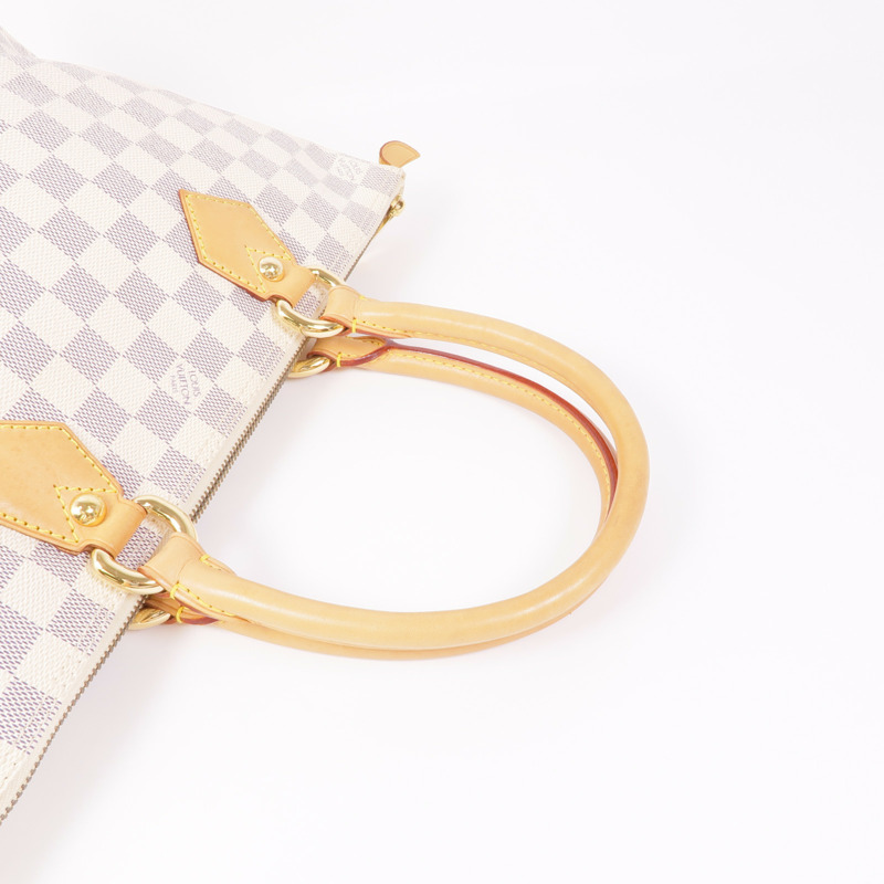 LOUIS VUITTON Damier Azur Saleya PM金扣手挽袋白色-4