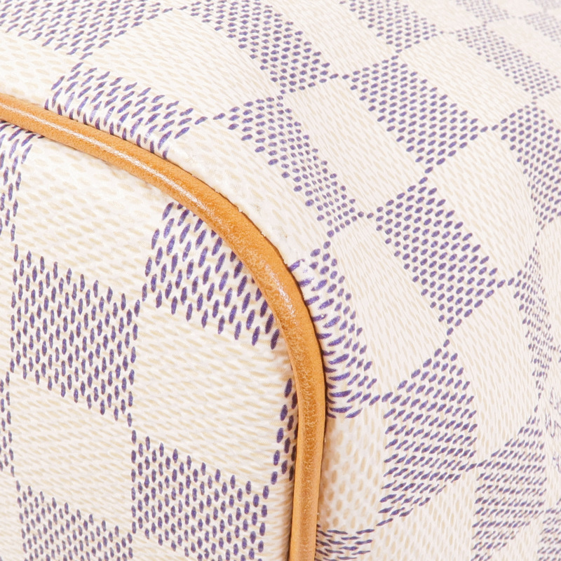 LOUIS VUITTON Damier Azur Saleya PM金扣手挽袋白色-7