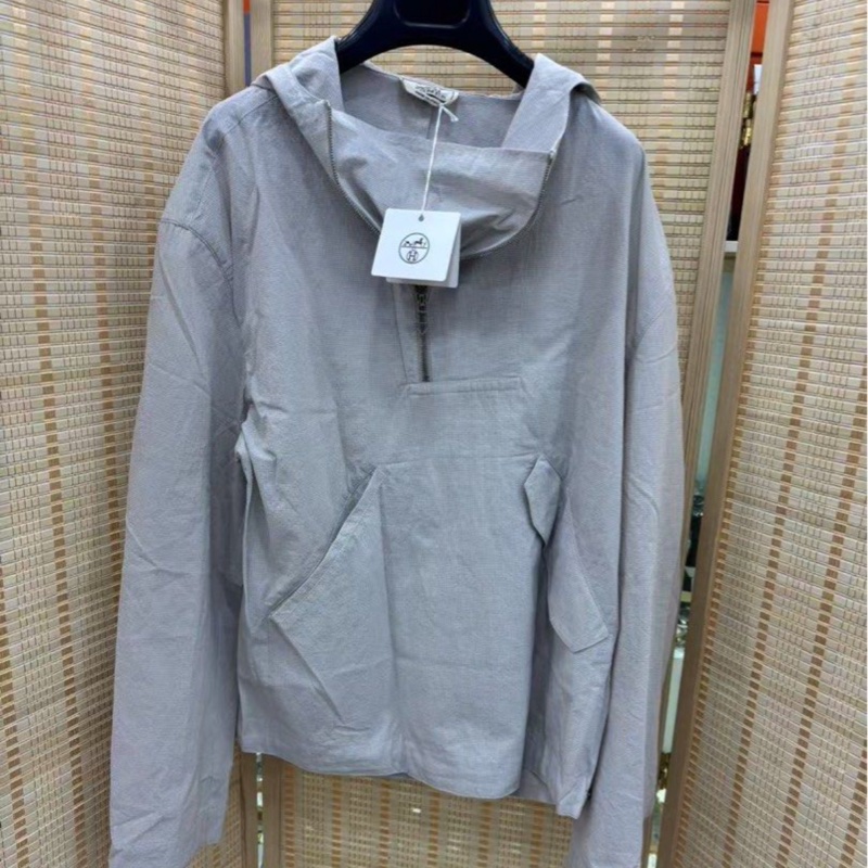 Hermes 愛馬仕2024春夏男裝新款上衣外套套頭襯衫 46碼 全新有吊牌 不規則衣領 拉鍊設計非常好看 設計感拉滿,走秀款-0