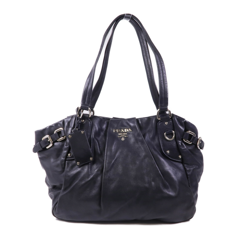 PRADA 牛皮皮革Shoulder Bag銀扣肩背袋-0