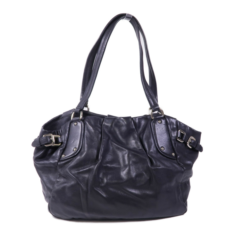 PRADA 牛皮皮革Shoulder Bag銀扣肩背袋-1